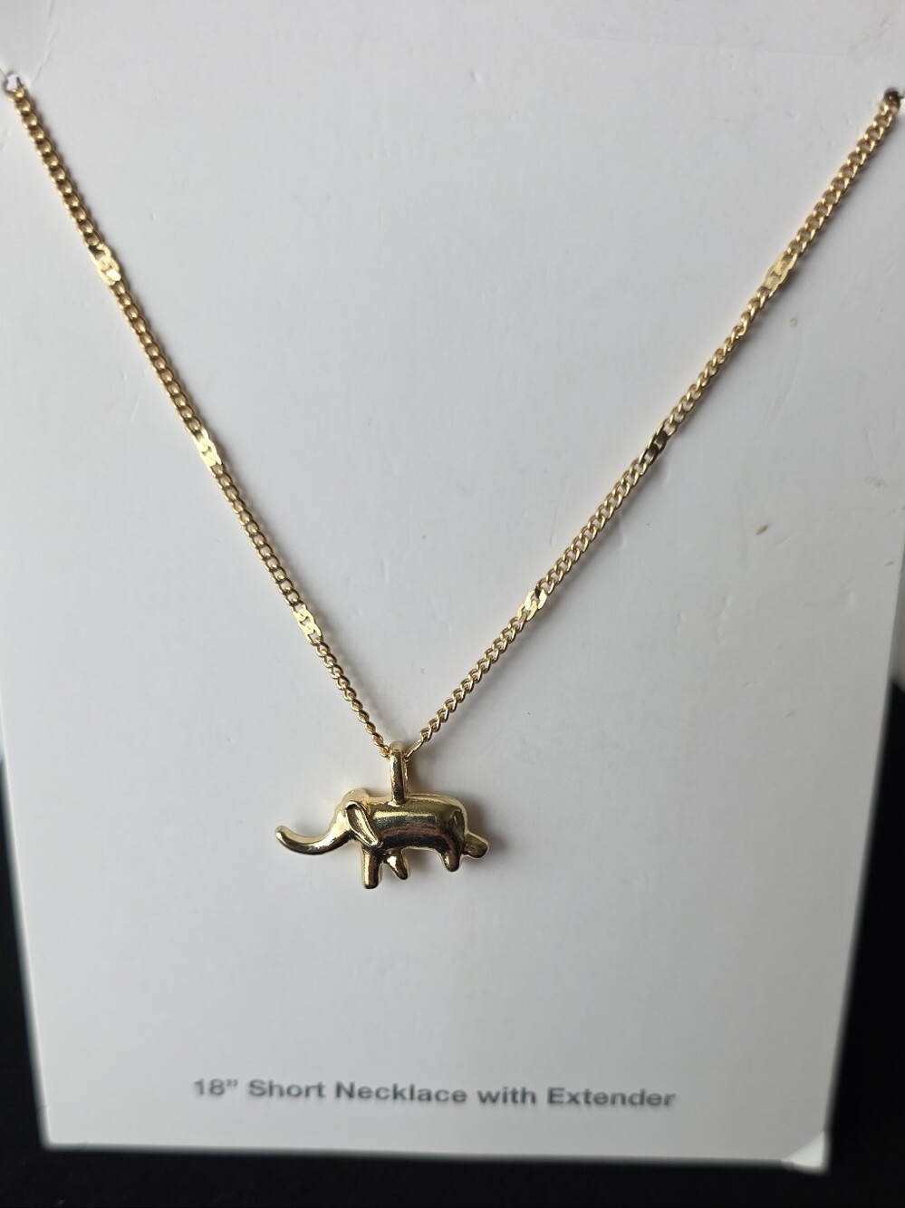 Elephant Necklace Gold Tone Chain 18" With Extender NWT